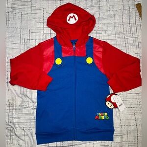 Super Mario Boys Hoodie Jacket Size SmallCosplay Zip Sweatshirt Kids  NWT